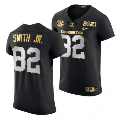 Men's Alabama Crimson Tide #82 Irv Smith Jr. 2021 Playoff Championship Black Golden NCAA College Football Jersey 2403TZKS3